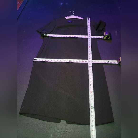 VTG Charter Club Black Polyester Round Neck Half Sleeve Knee Length Dress 14W - Picture 11 of 12